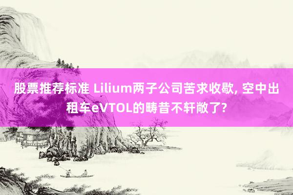 股票推荐标准 Lilium两子公司苦求收歇, 空中出租车eVTOL的畴昔不轩敞了?