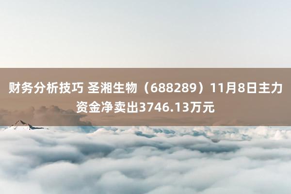 财务分析技巧 圣湘生物（688289）11月8日主力资金净卖出3746.13万元