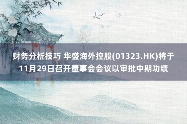 财务分析技巧 华盛海外控股(01323.HK)将于11月29日召开董事会会议以审批中期功绩