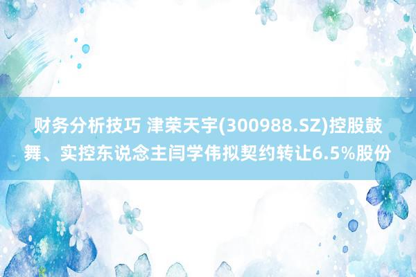 财务分析技巧 津荣天宇(300988.SZ)控股鼓舞、实控东说念主闫学伟拟契约转让6.5%股份