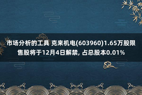 市场分析的工具 克来机电(603960)1.65万股限售股将于12月4日解禁, 占总股本0.01%