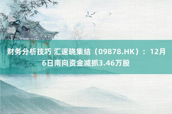 财务分析技巧 汇邃晓集结（09878.HK）：12月6日南向资金减抓3.46万股