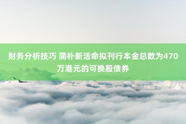 财务分析技巧 简朴新活命拟刊行本金总数为470万港元的可换股债券