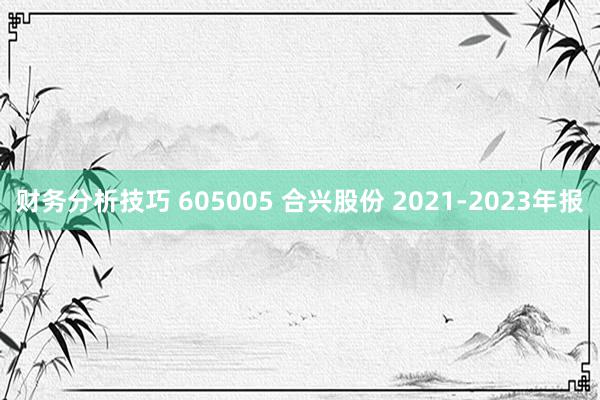 财务分析技巧 605005 合兴股份 2021-2023年报