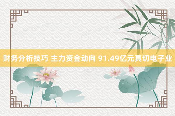 财务分析技巧 主力资金动向 91.49亿元真切电子业