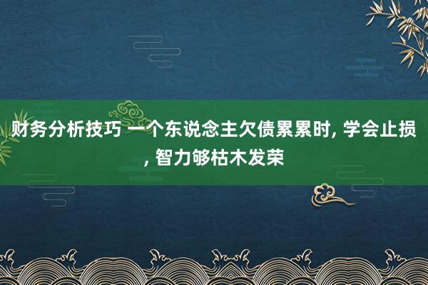 财务分析技巧 一个东说念主欠债累累时, 学会止损, 智力够枯木发荣