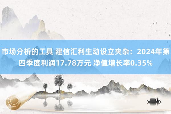 市场分析的工具 建信汇利生动设立夹杂：2024年第四季度利润17.78万元 净值增长率0.35%