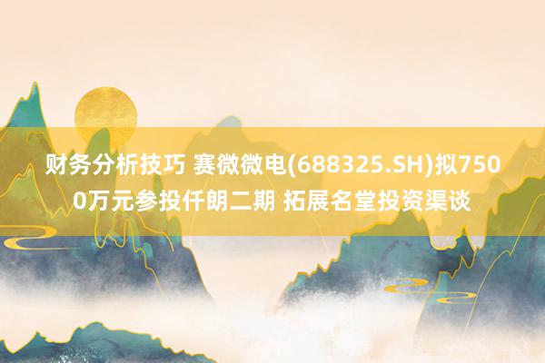 财务分析技巧 赛微微电(688325.SH)拟7500万元参投仟朗二期 拓展名堂投资渠谈