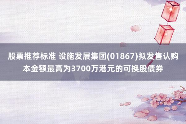 股票推荐标准 设施发展集团(01867)拟发售认购本金额最高为3700万港元的可换股债券