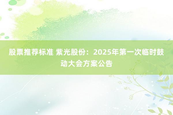 股票推荐标准 紫光股份：2025年第一次临时鼓动大会方案公告