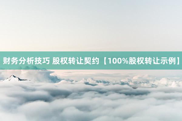 财务分析技巧 股权转让契约【100%股权转让示例】