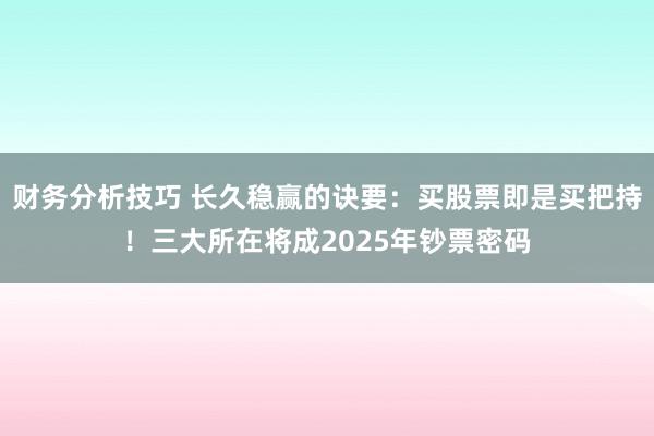 财务分析技巧 长久稳赢的诀要：买股票即是买把持！三大所在将成2025年钞票密码